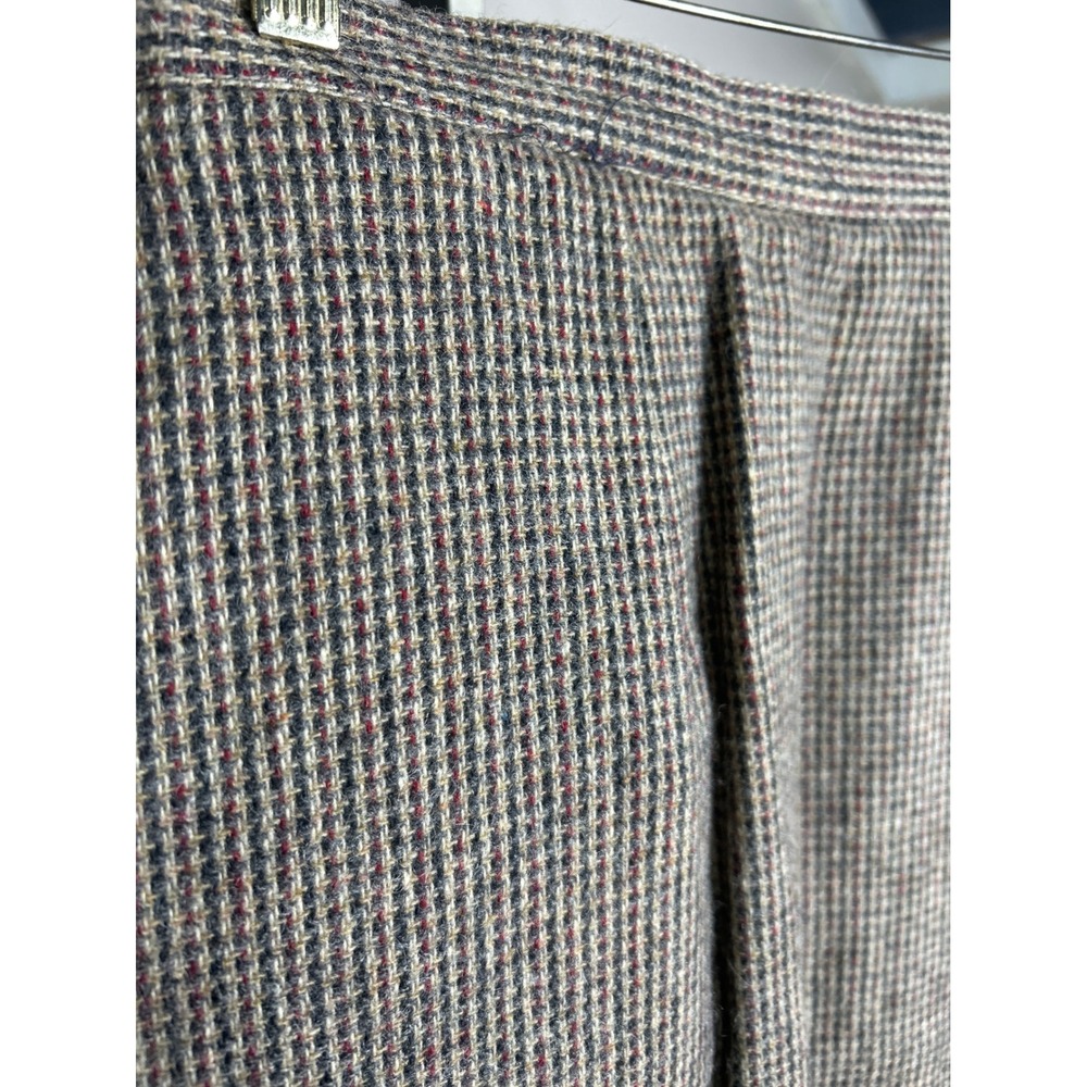 Paige V Vintage Sz 14 100% Wool Tweed Pencil Skirt Gray Brown Plaid Made in USA - Picture 3 of 5